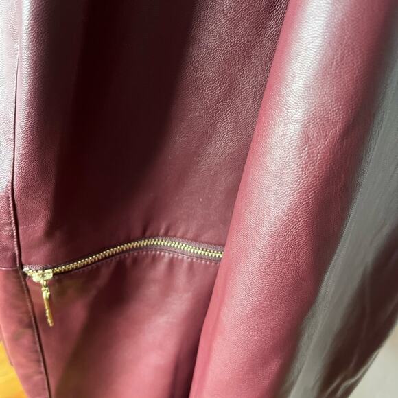 Catherines Black Label Faux Burgundy Color Leather Jacket 3X - 26 28W - Picture 3 of 9